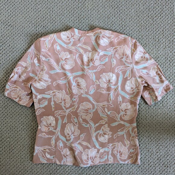 Stunning floral vintage button down shirt, short sleeve, Jouve, size 8 US - Picture 11 of 14
